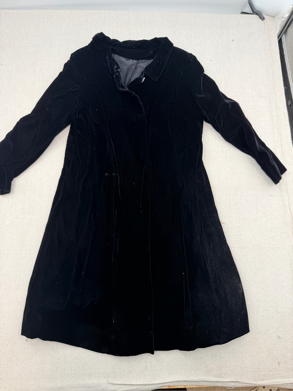 Vintage Black Velvet Long Over Coat